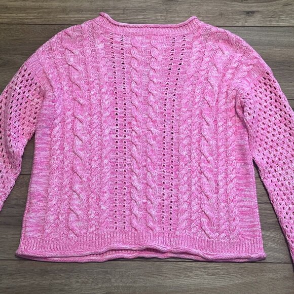 Women's Lilly Pulitzer Macxy Mix Stitch Sweater SZ Small Pink Open Knit - Picture 10 of 10